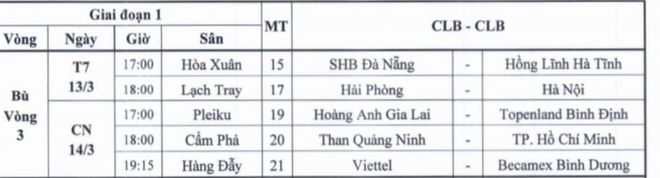 Lich Thi Dau Bu Vong 3 V League 2021 Nhieu Tran Cau Nong Bong 3